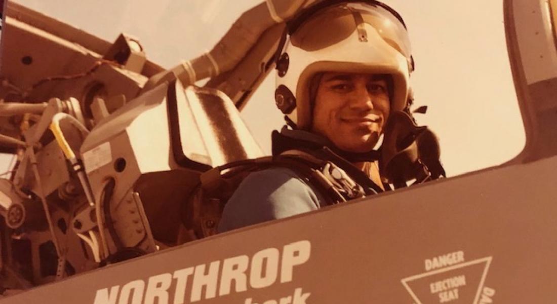 Abbas Mirza, then Group Captain, pictured here test flying the F-20 Tigershark, 1983