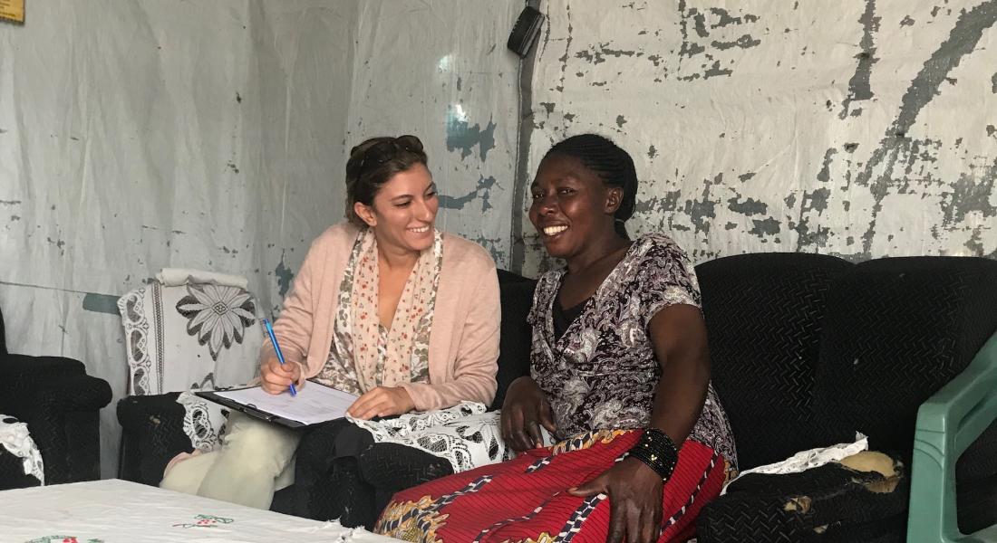 Maryam Rokhideh conducting interview in Rwanda