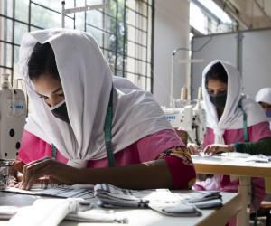 Young Bangladeshi women being trained at the Savar Export Processing Zone training center in Dhaka
